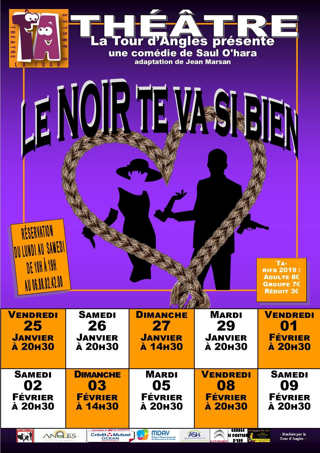 La Tour d'Angles - Affiche saison 2019 " Le noir te va si bien"