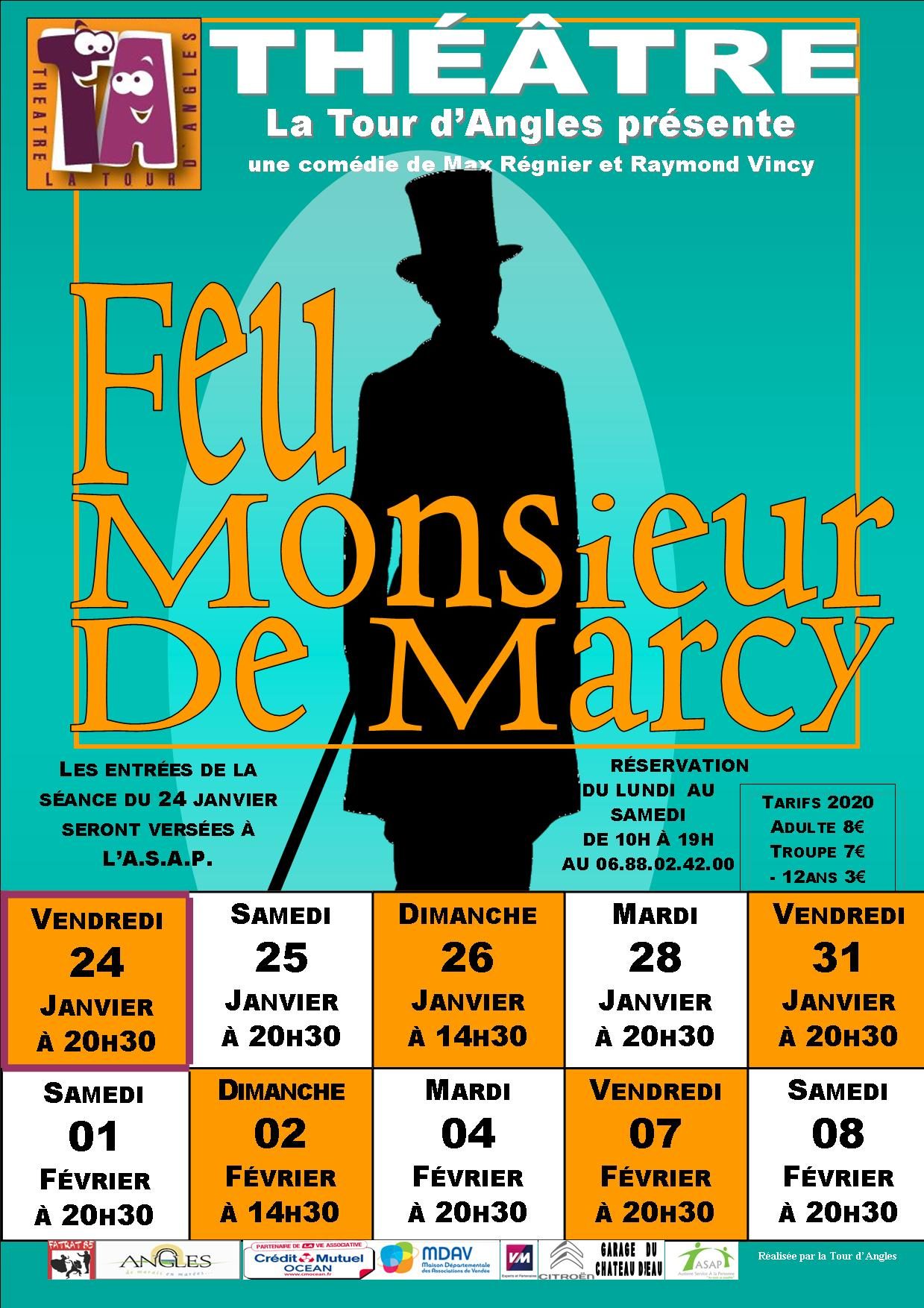 La Tour d'Angles - Affiche saison 2020 " Feu Monsieur De Marcy"